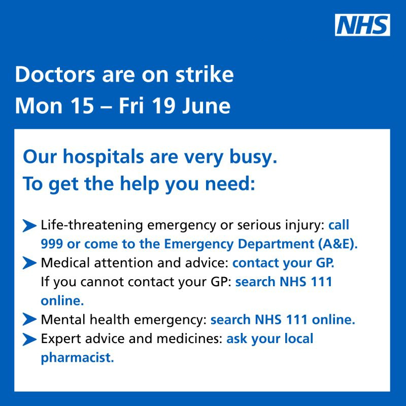 Poster for NHS 111 during doctor strikes